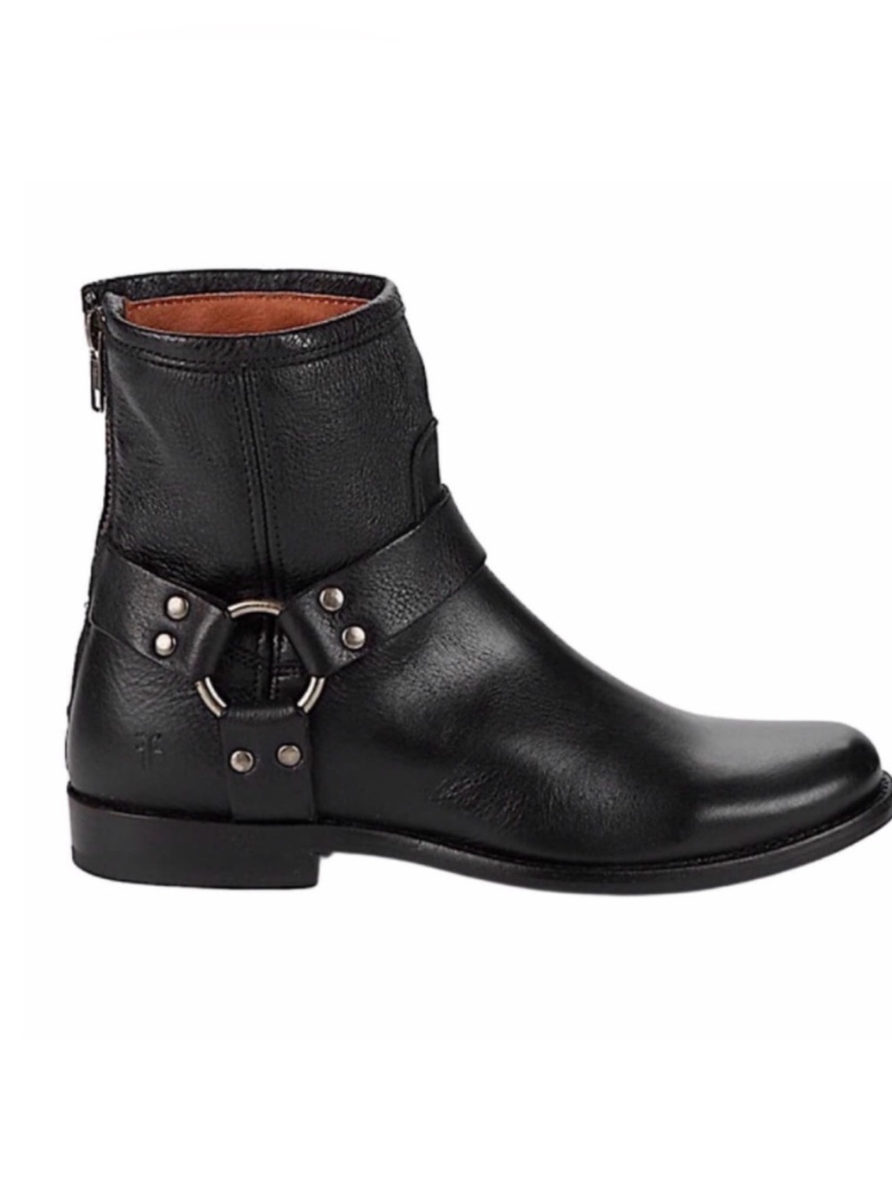 Frye Black Womens Leather Harness Ankle Boot